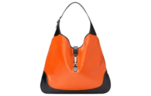 GUCCI Jackie 1961 Soft Leather Handbag, Shoulder Bag Women's Black & Orange