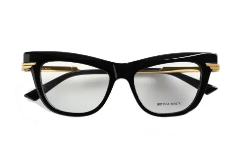 Bottega Veneta Metal Recycled Acetate Cat Eye Eyeglass Frames Women's Black
