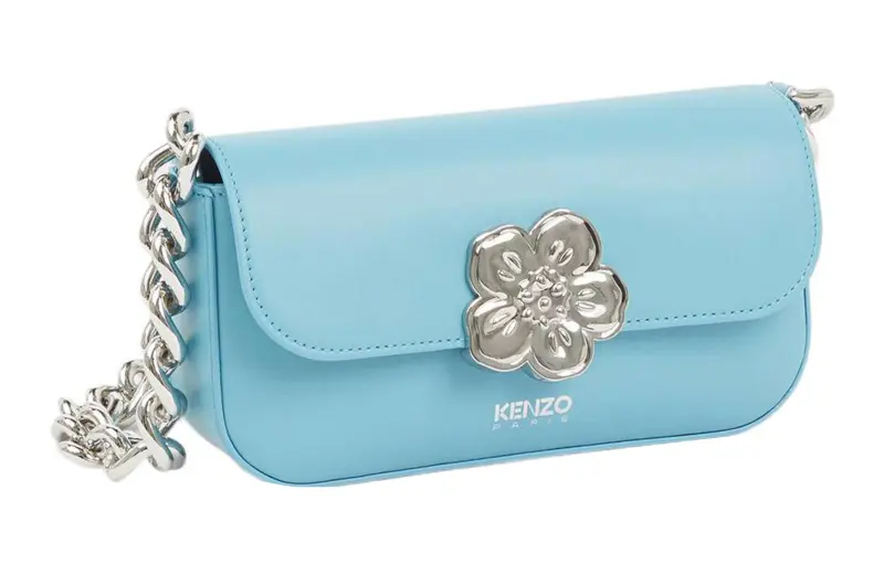 KENZO Cow Leather Crossbody Bag, Shoulder Bag Women's Cyan