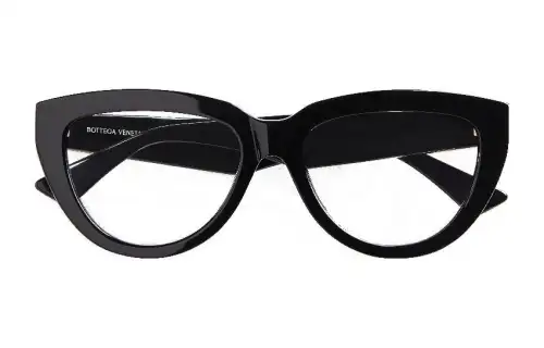 Bottega Veneta Acetate Irregular Shape Eyeglass Frames Women's Black