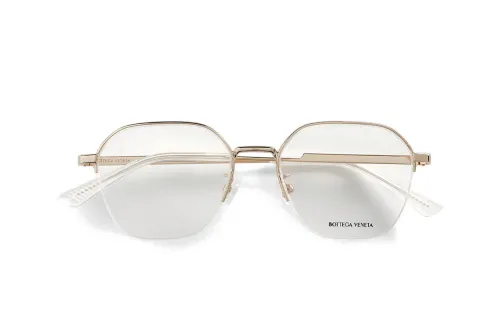 Bottega Veneta Metal Irregular Shape Eyeglass Frames Women's Gold