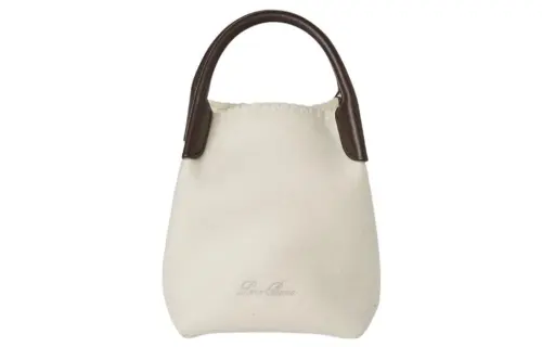 Loro Piana Cashmere With Cow Leather Trim Crossbody Handbag Mini Women's White & Black Chocolates Anise Candies