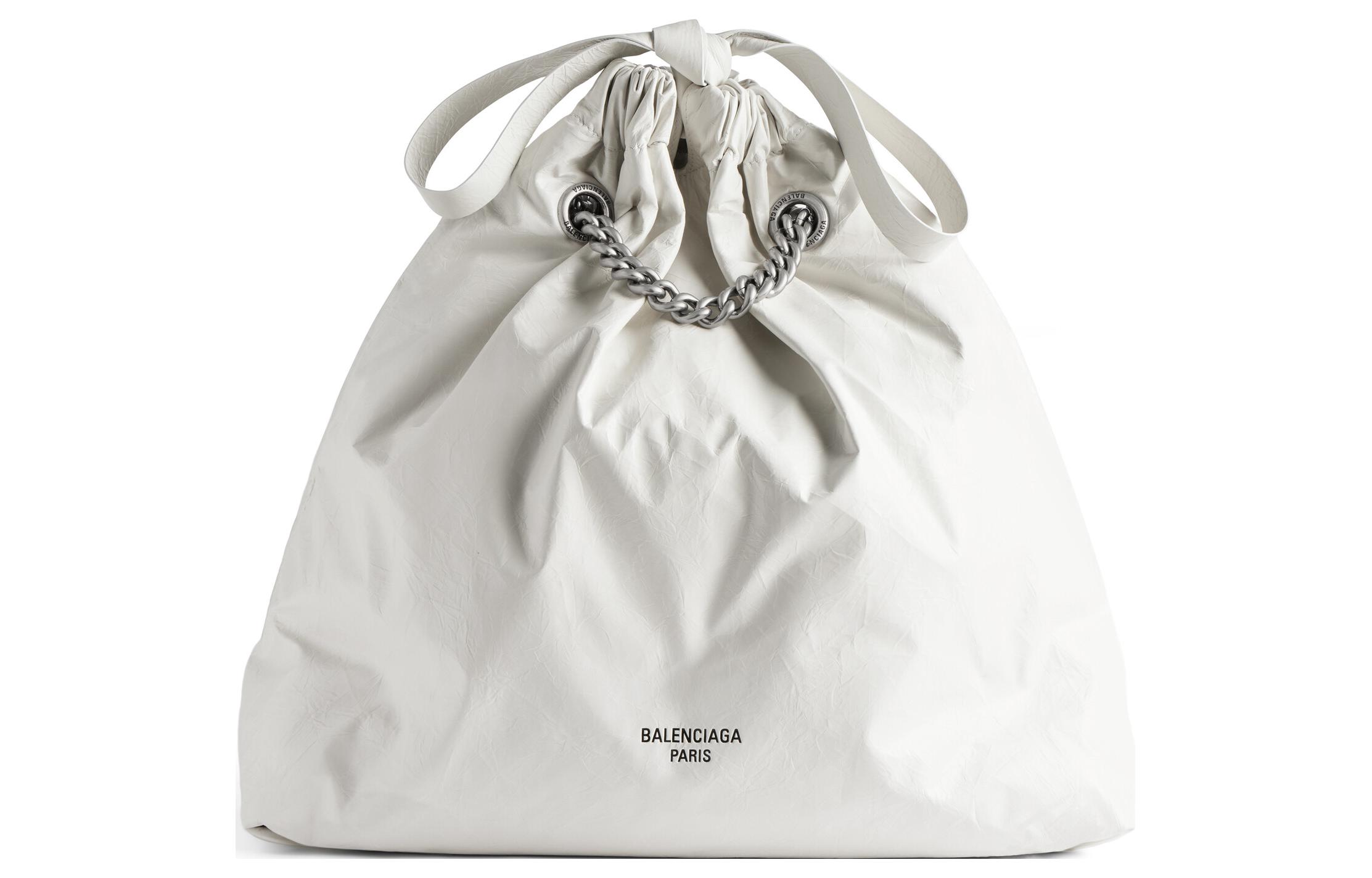 Balenciaga Crush Embossed Calfskin Tote Bag, Shopping Bag, Handbag, Shoulder Bag Medium Women's White