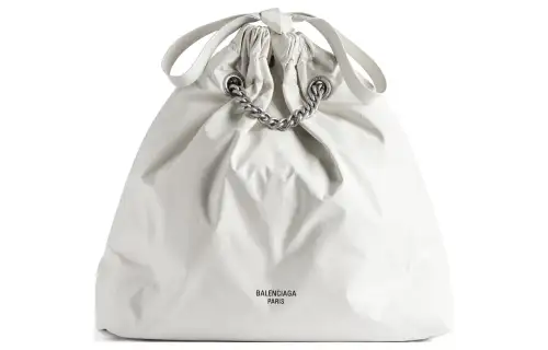 Balenciaga Crush Embossed Calfskin Tote Bag, Shopping Bag, Handbag, Shoulder Bag Medium Women's White