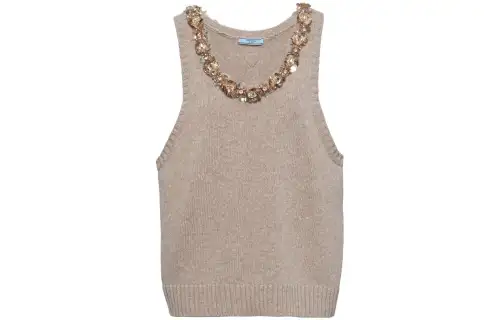 PRADA Sequin Embellished Knitted Tank Top
