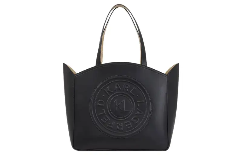 KARL LAGERFELD / Karl Lagerfeld Jeans Cow Leather Tote Bag, Shopping Bag, Shoulder Bag, Handbag Large Women's Black