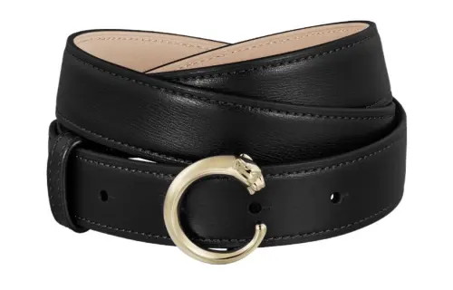 CARTIER Cow Leather Belts Unisex Black Width 2.5CM