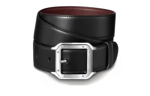 CARTIER Logo Emblem, Pin Buckle Leather Belts Unisex Black Width 3.5CM