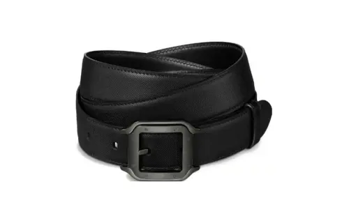 CARTIER Twisted Rope Carved Pattern Pin Buckle Leather Belts Unisex Black Width 3CM