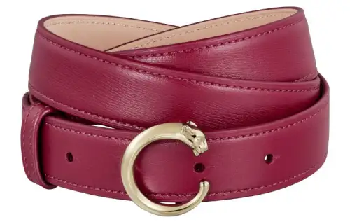 CARTIER Cow Leather Belts Women's Red Width 2.5CM