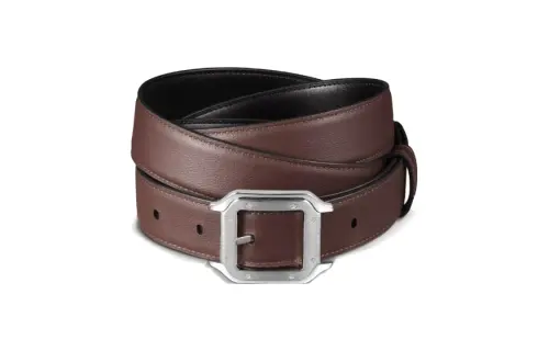 CARTIER Double Sided Pin Buckle Leather Belts Unisex Brown Width 3CM