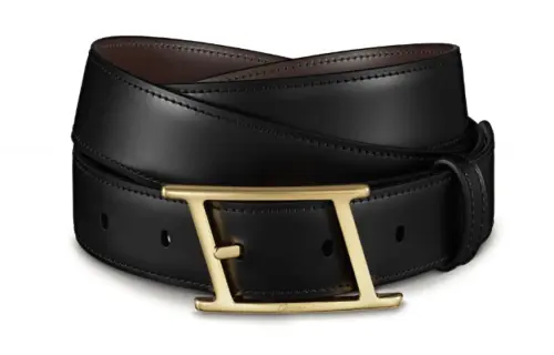 CARTIER Cow Leather Belts Unisex Black Width 3CM