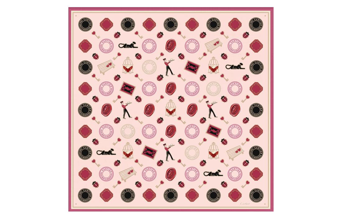 CARTIER Silk Scarves Women's Pink