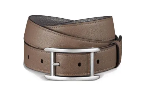 CARTIER' Logo Pin Buckle Leather Belts Unisex Taupe Width 3CM