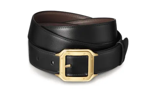 CARTIER Cow Leather Belts Unisex Black Width 3CM