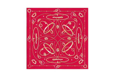 CARTIER Silk Scarves Women's Red
