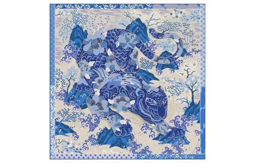 CARTIER Silk Scarves Women's Blue