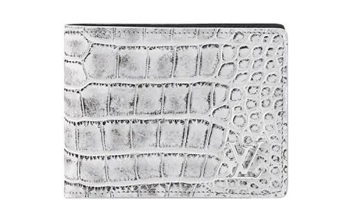 LOUIS VUITTON Multiple Crocodile Leather Wallet Men's White
