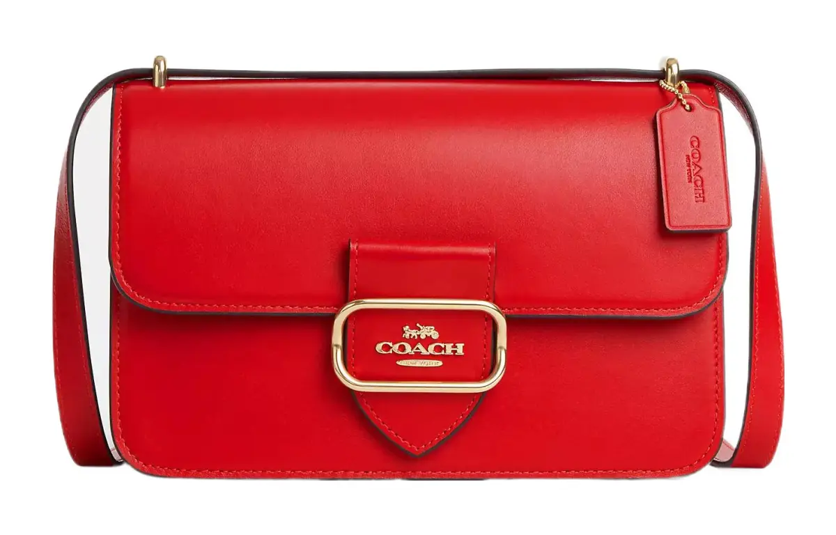 COACH Morgan Square Calfskin Small Square Bag, Shoulder Bag, Crossbody Bag Medium Women's Red