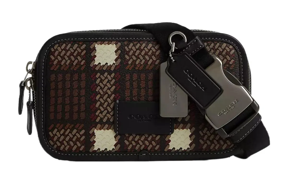 COACH Canvas With Leather Crossbody Bags Small Unisex Bronze & Black
