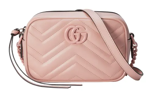 GUCCI GG Marmont Leather Camera Bag, Shoulder Bag, Crossbody Bag Mini Women's Light Pink