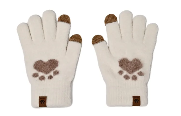 FREE RABBITⅡ Touchscreen Thermal Cute Five Finger Cold Resistant Cycling Thickened And Fleece Lined Knit Gloves Unisex