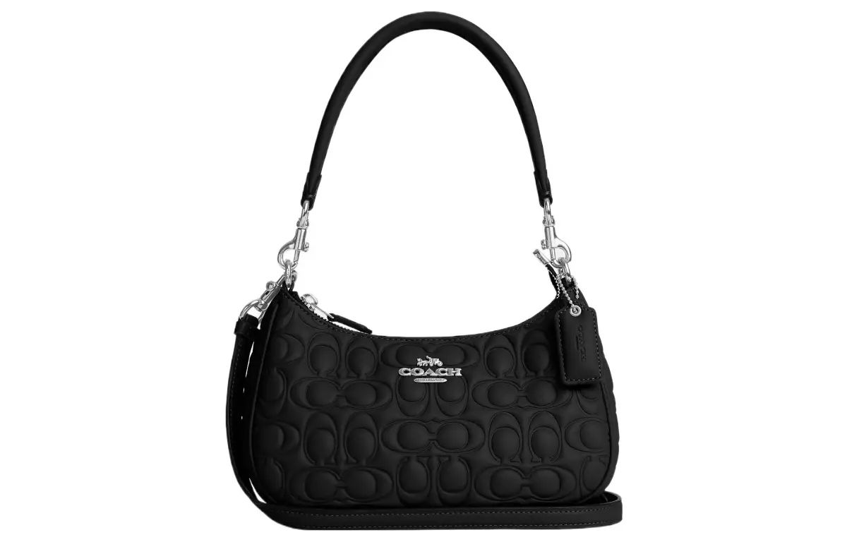 COACH Teri Leather Shoulder Bag, Handbag, Shoulder Bag Medium Women's Black