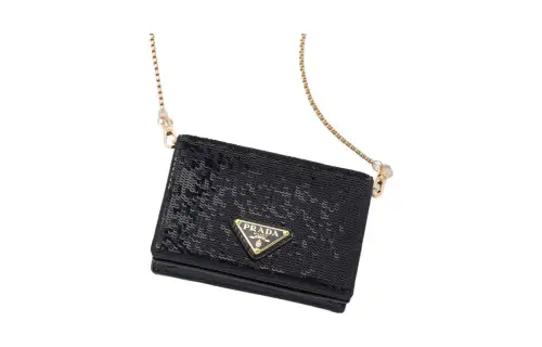 PRADA Leather Detail Card Holder Card Holder Regular Women's Black