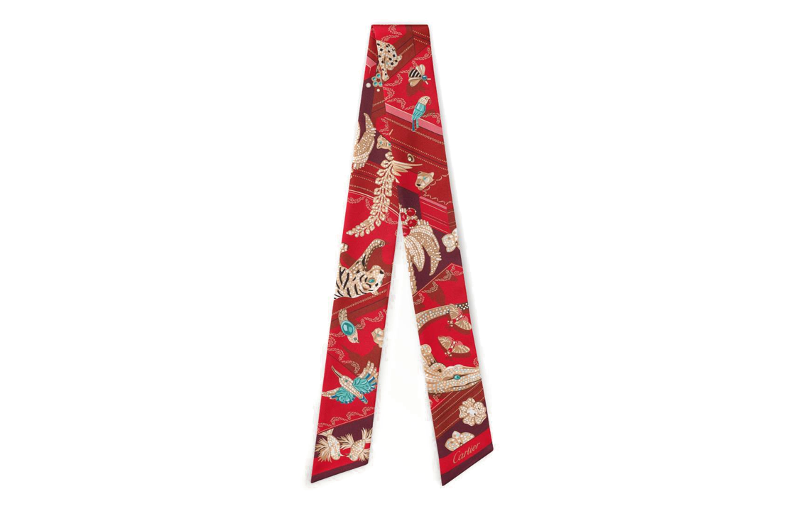 CARTIER Silk Scarves Women's Red