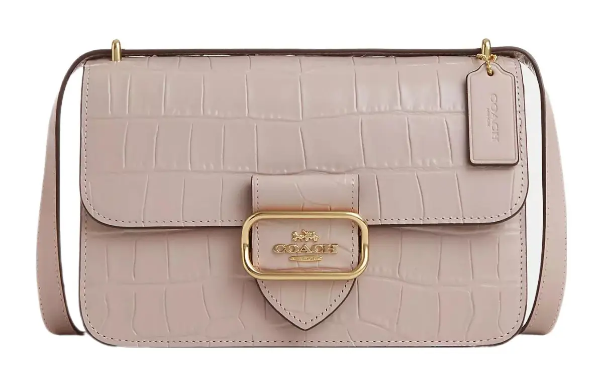 COACH Morgan Cow Leather Small Square Bag, Shoulder Bag, Crossbody Bag Medium Women's Gold & Gray Birch