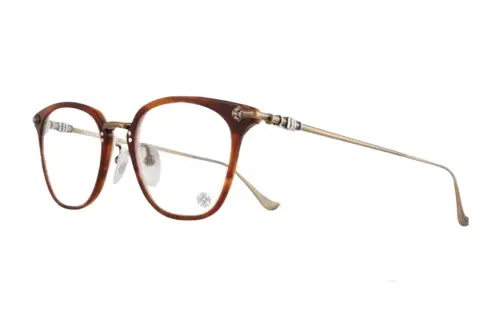 Chrome Hearts Titanium Alloy Plate And Titanium Alloy Silver Irregular Shape Eyeglass Frames Unisex Brown