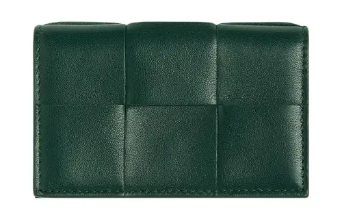 Bottega Veneta CASSETTE Sheepskin Card Holder Women's Emerald