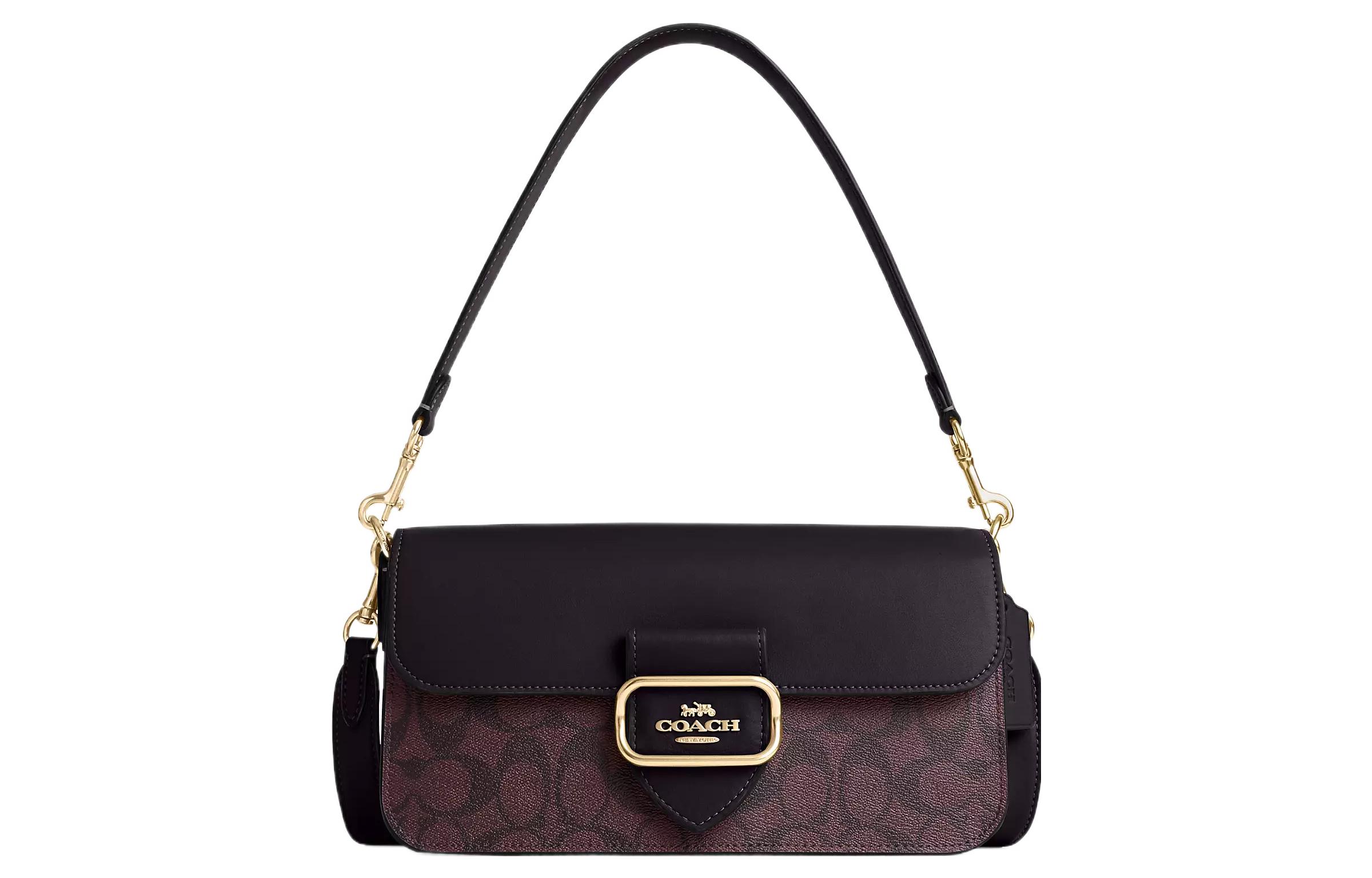 COACH Morgan Canvas With Leather Baguette Bag Handbag, Shoulder Bag Large Women's Fuchsia