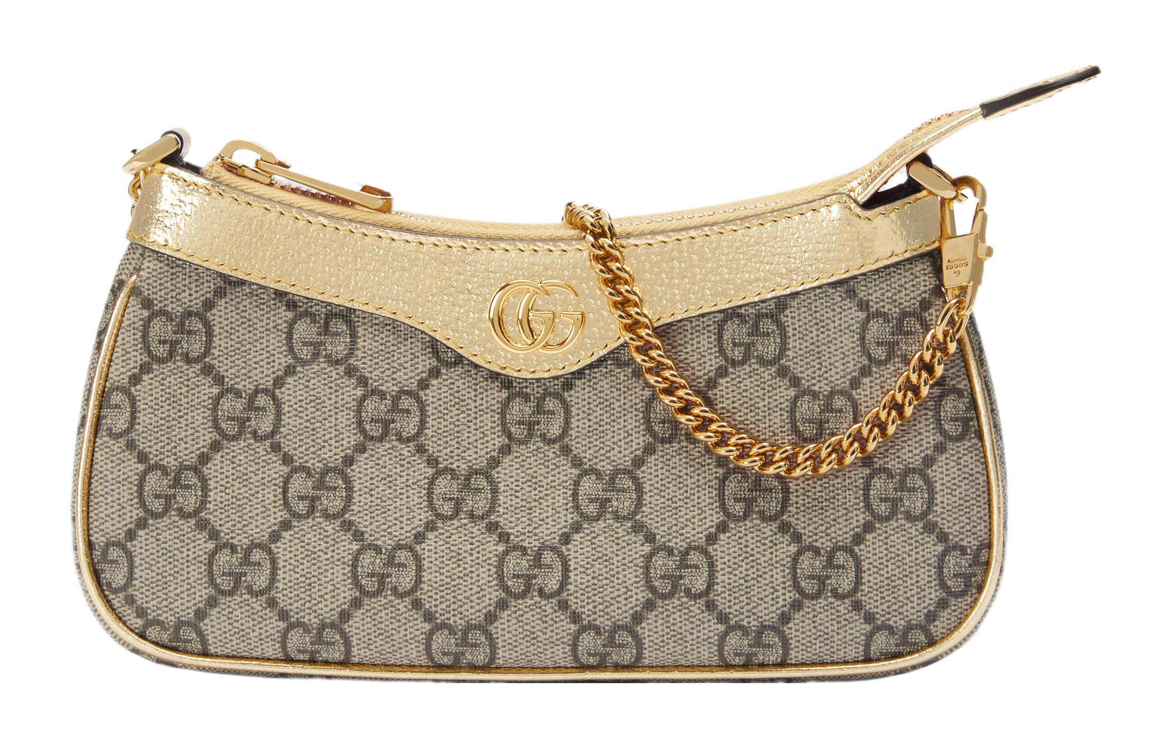 GUCCI Ophidia Canvas With Leather Finish Handbag, Shoulder Bag Mini Women's Beige & Ebony