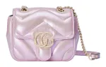 GUCCI GG Marmont Leather Crossbody Bag, Shoulder Bag Women's Pink Rainbow