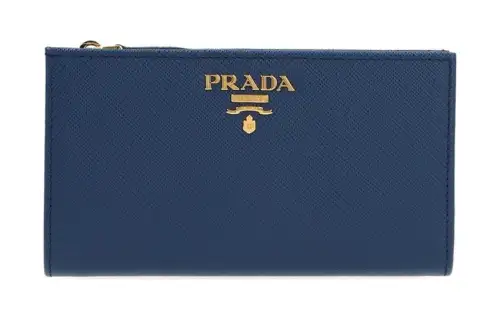 PRADA Cow Leather Wallet Large Women's Blue
