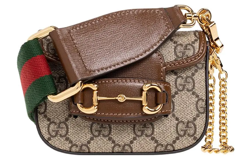 GUCCI Horsebit 1955 Monogram Strap Wallet Crossbody Bag Women's