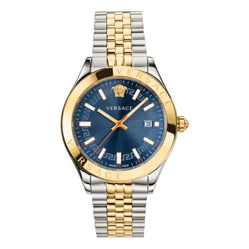 VERSACE Versace, quartz watch strap stainless steel, blue dial, men's watch, gift box, sports perfume for leisure, quartz mechanism, light luxury style, for beloved
