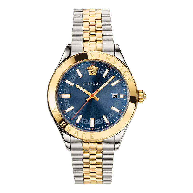 VERSACE Versace, quartz watch strap stainless steel, blue dial, men's watch, gift box, sports perfume for leisure, quartz mechanism, light luxury style, for beloved