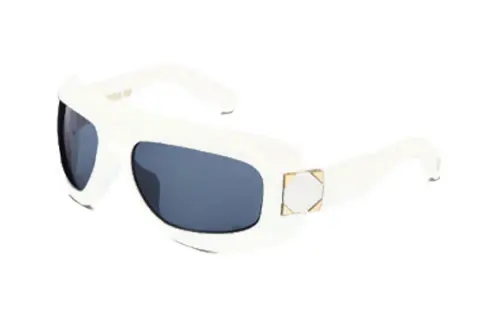 DIOR Acetate Metal Irregular Shape Sunglasses Women's White