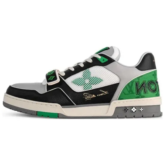 LOUIS VUITTON Lv Trainer Monogram Strap Black White Green