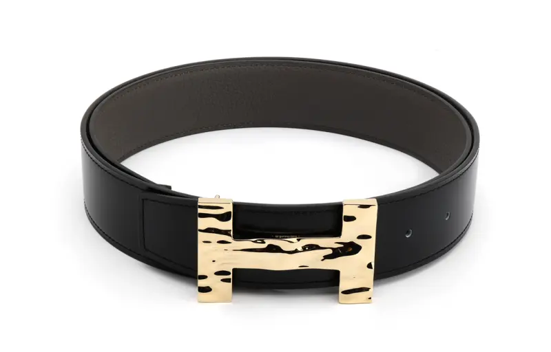 HERMES Quizz H2O Cow Leather Belts Men's Width 3.8cm