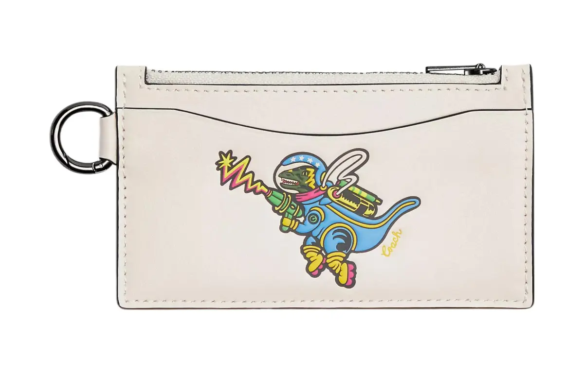COACH Rexy Glove Tanned Leather Coin Purse, Card Holder Women's Tin & Chalk