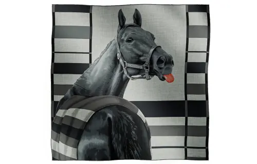 HERMES Silk Scarves Unisex Gray