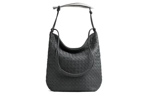 Bottega Veneta Sardine Lambskin HOBO Bag, Shoulder Handbag Regular Men's Slate Gray