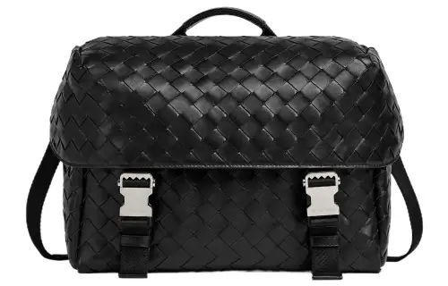 Bottega Veneta Intrecciato Cow Leather One Shoulder Handbag Medium Men's Black