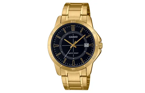 CASIO Casio, waterproof fashionable universal quartz watch strap stainless steel, men's watch, black dial, 30meter, quartz mechanism, Japanese and Korean