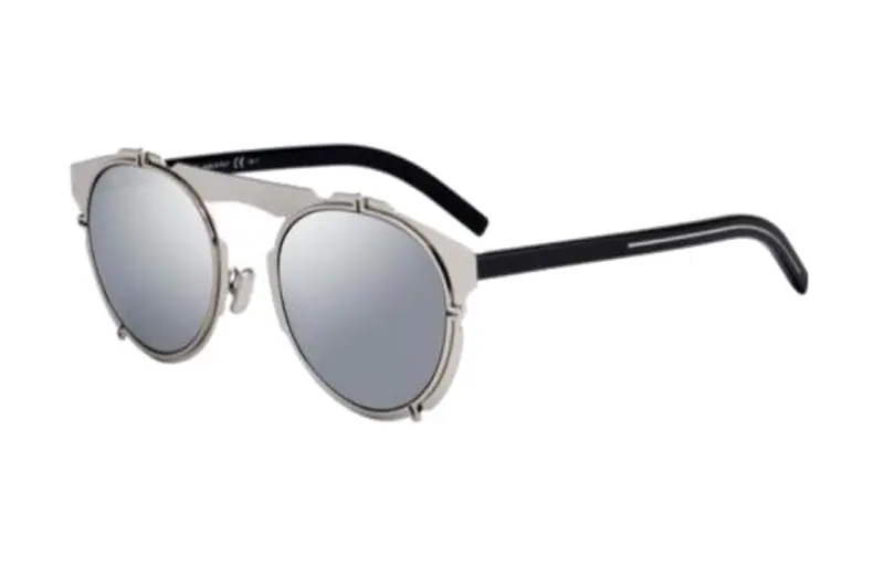 DIOR Metal Irregular Shape Sunglasses Men's Silver