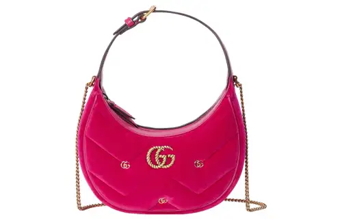 GUCCI GG Marmont Velvet Handbag, Shoulder Bag Mini Women's Dark Pink