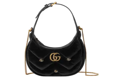GUCCI GG Marmont Velvet Handbag, Shoulder Bag Women's Black